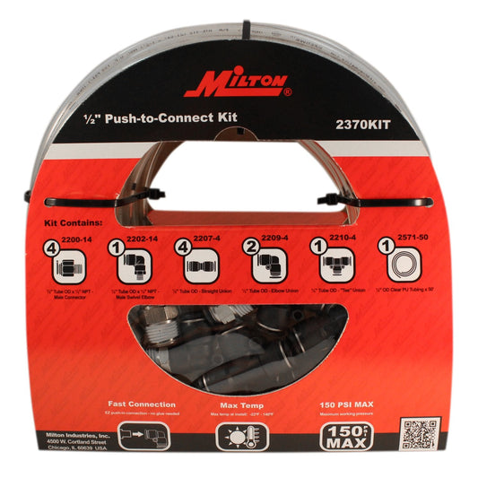 Air Line Tubing Kit, 1/2-in OD x 50 Feet Polyurethane Tube and Push to Connect Fittings