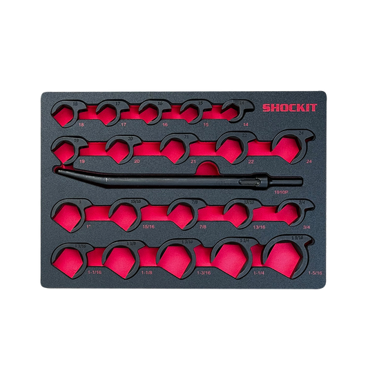 SHOCKIT™ Open End Crows Foot Set in HD EVA Foam Tray, Heavy Duty Industrial/Hydraulic Fitting Sockets SAE/Metric Set– 20 Piece