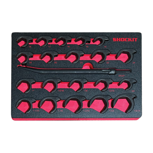 SHOCKIT™ Open End Line Wrench Set in HD EVA Foam Tray, Automotive/Hydraulic Line Fittings Removal SAE/Metric Set – 25 Piece