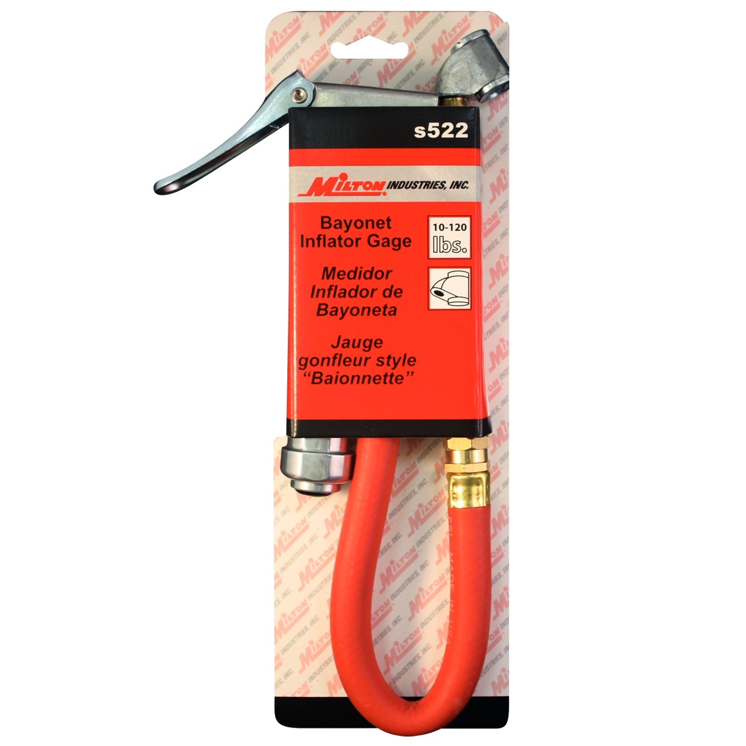 Bayonet Tire Inflator and Air Pressure Gauge, Dual Truck Tire Air Chuck, 1/4